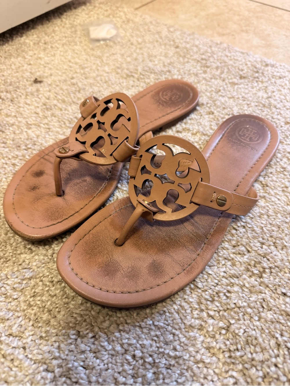 Tory Burch Miller Logo Thong Sandals - Beige - Picture 3 of 4